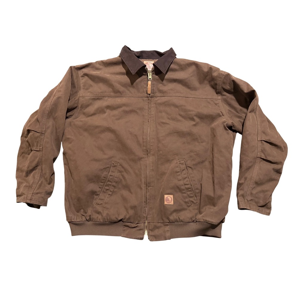 Berne Work Jacket Mens 2XL Brown Good Canvas Bomber Corduroy Collar HJ375